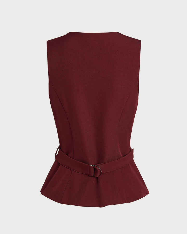 Morgan and Brooke | Wine Red Belted Vest