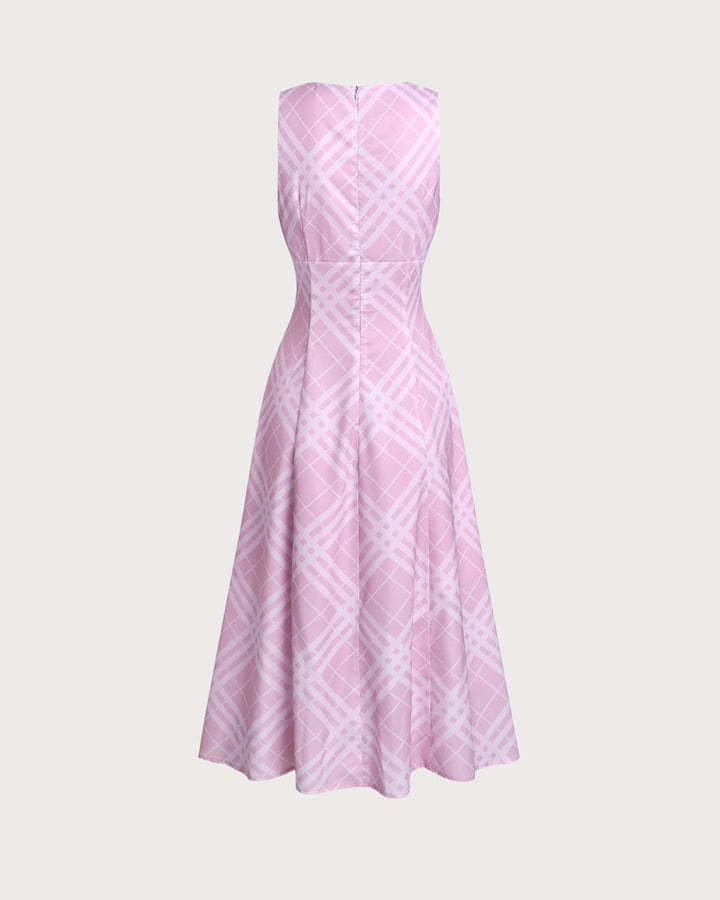 Morgan and Brooke | Striped Sleeveless Midi Dress for Women in Pink