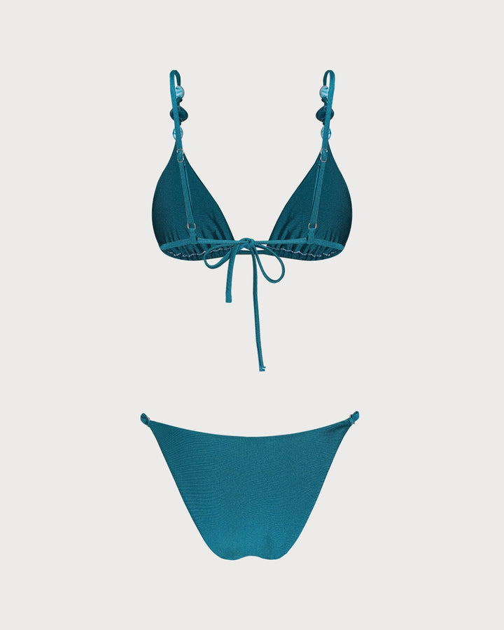 Morgan and Brooke | Ruched Triangle Bikini Set for Women in Turquoise