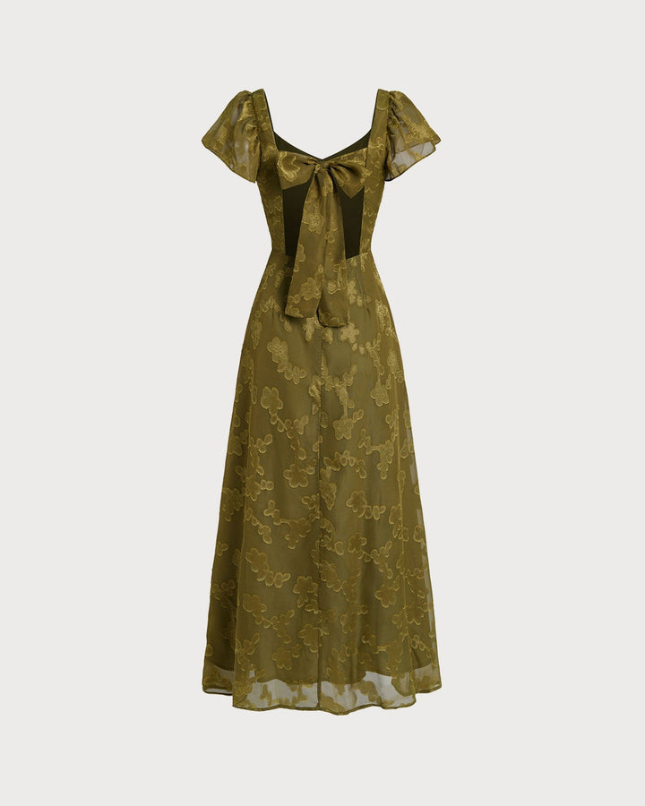 Morgan and Brooke | Green Jacquard Maxi Dress