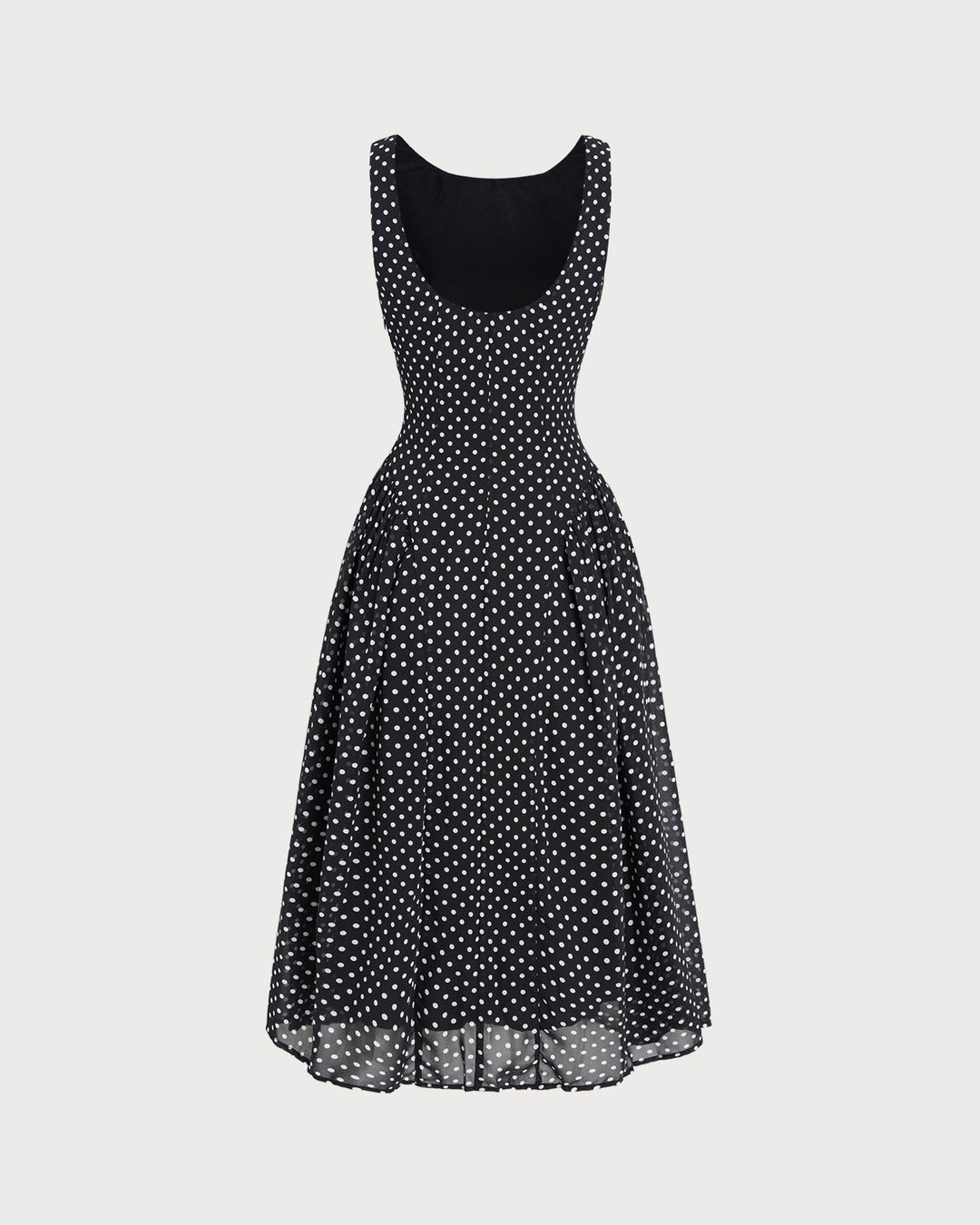 Morgan and Brooke | Chiffon Midi Dress for Women in Black Polka Dot