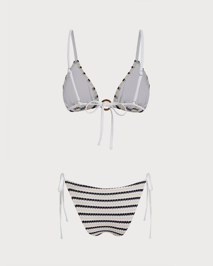 Morgan and Brooke | V Neck Triangle Bikini Set for Women in O-Ring Design