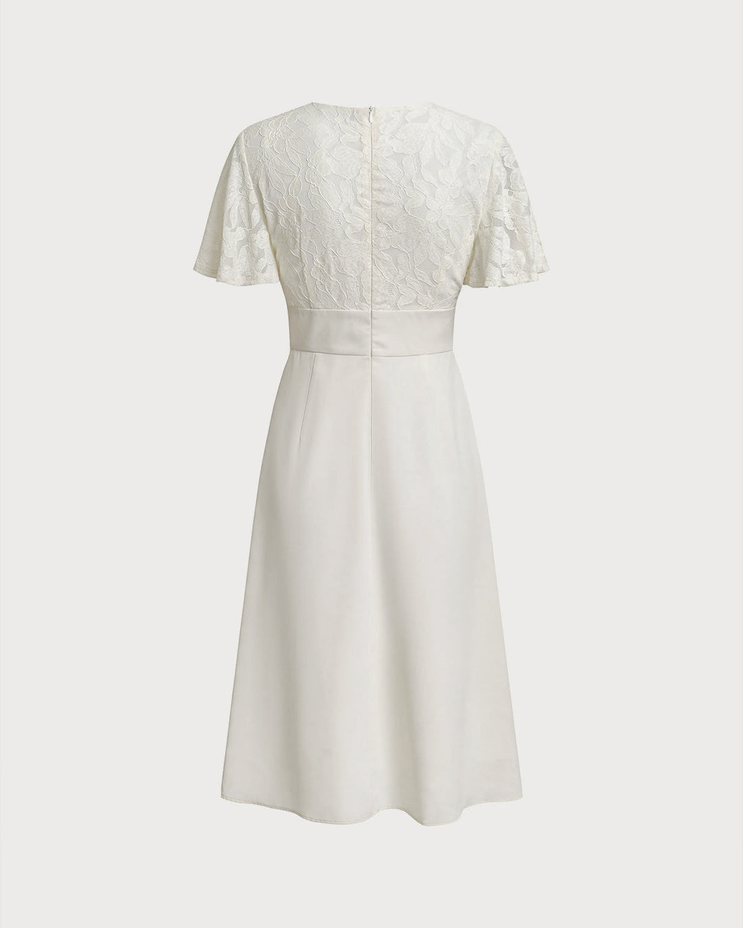 Morgan and Brooke | Textured V-Neck Midi Dress in White