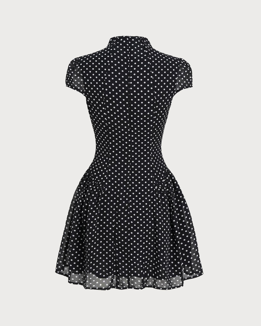 Morgan and Brooke | Chiffon Mini Dress for Women in Black with Polka Dots