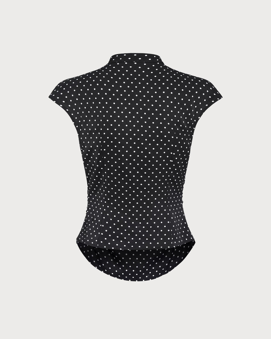 Morgan and Brooke | Black Polka Dot Mandarin Collar Top