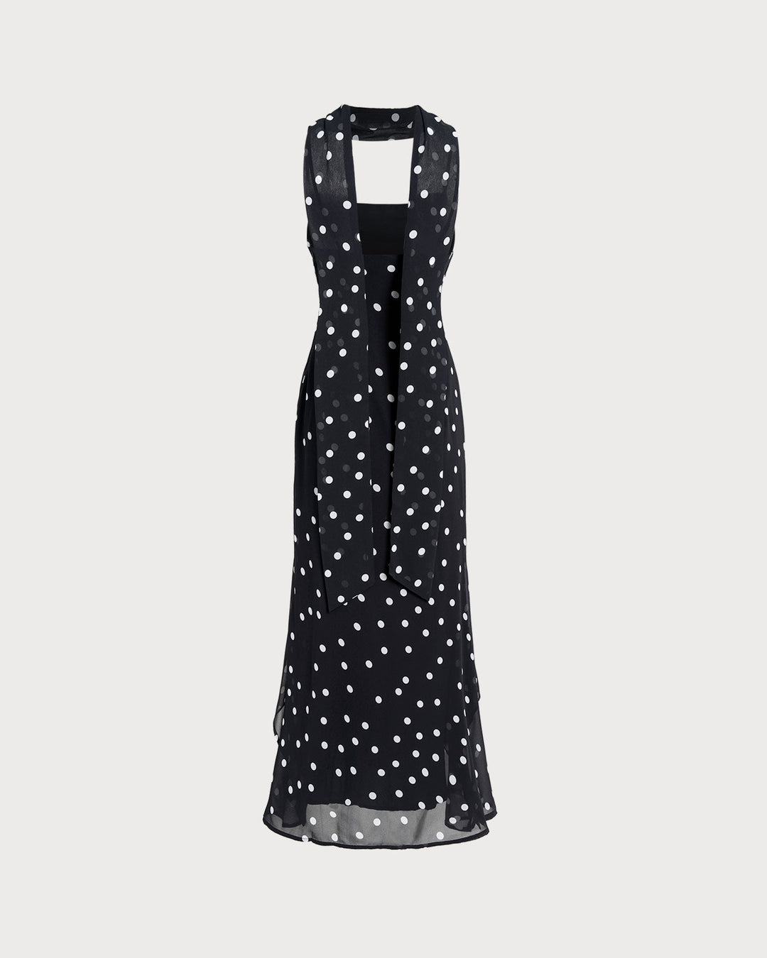 Morgan and Brooke | Black Polka Dot Maxi Dress