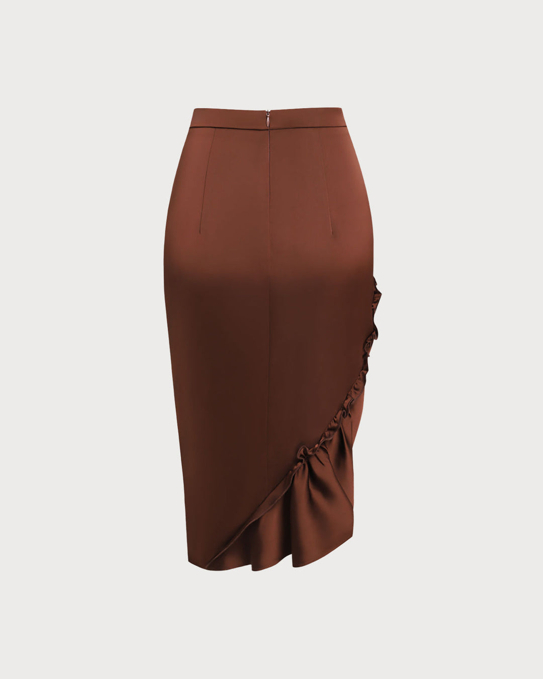Morgan and Brooke | Ruched Pencil Midi Skirt for Women in Coffee