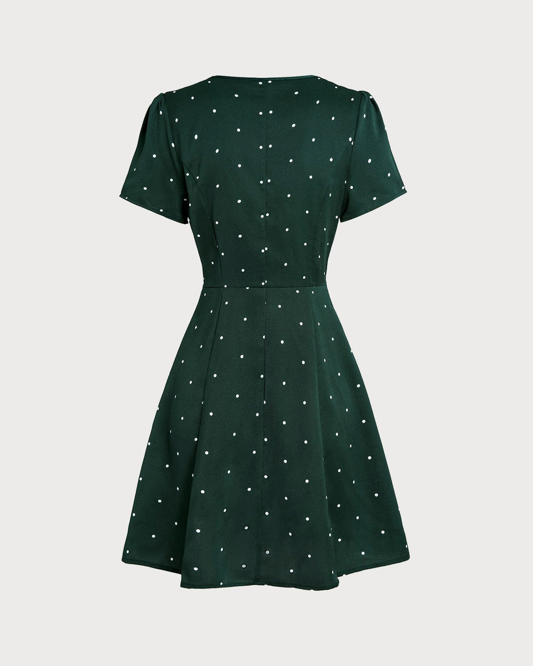 Morgan and Brooke | V Neck Polka Dot Mini Dress for Women in Green