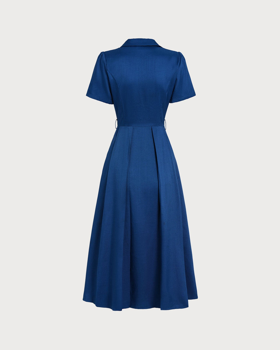 Morgan and Brooke | V Neck Pleated Button Midi Dress, Blue