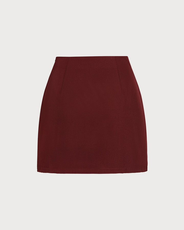 Morgan and Brooke | Natural Waisted A-Line Mini Skirt in Wine Red