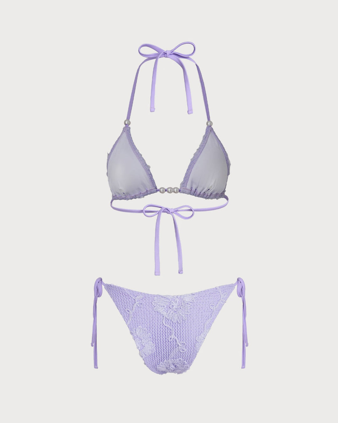 Morgan and Brooke | Jacquard Halter Bikini Set for Women in Purple