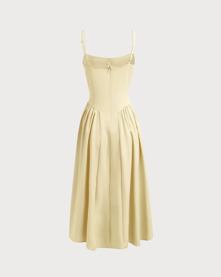 Morgan and Brooke | Yellow Square Neck Midi Dress