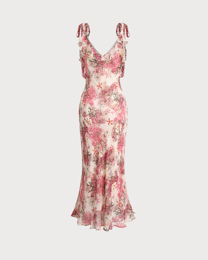 Morgan and Brooke | Floral Ruffle Midi Dress for Women in Pink