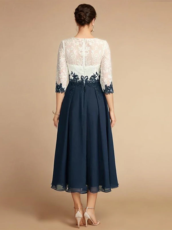 Morgan & Brooke | White Chiffon Round Neck Dress