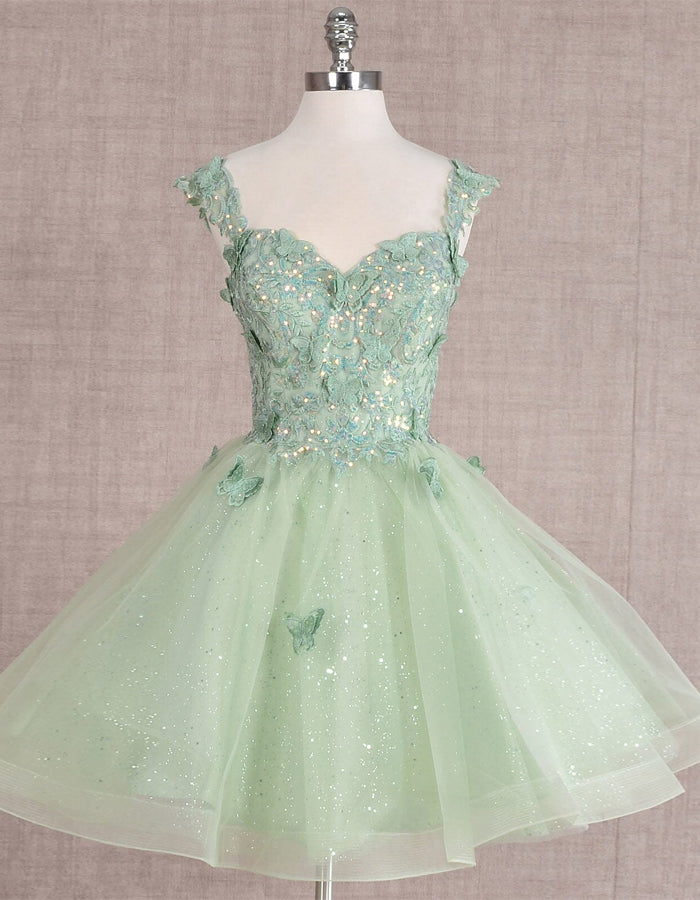 Morgan & Brooke | Mint Green Tulle Cocktail Sleeveless Dress