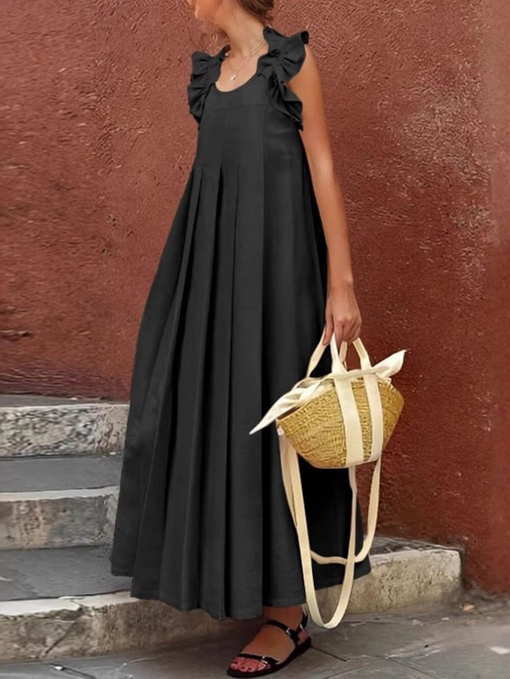 Morgan & Brooke | Casual Ruffled Pleated Holiday Dress