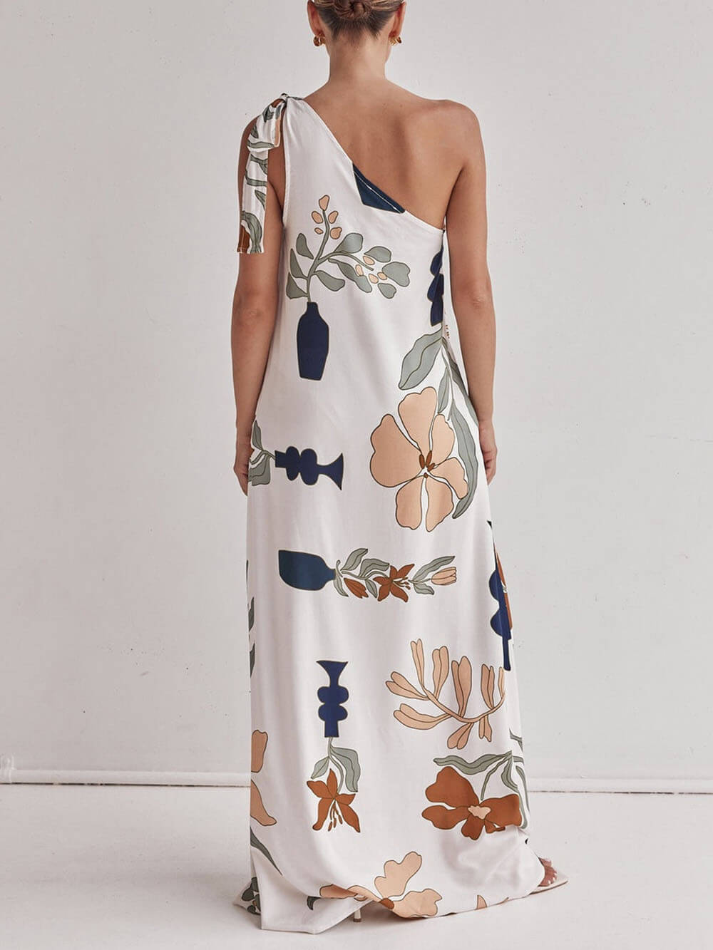 Morgan & Brooke | Unique Print One Shoulder Tie-Up Dress