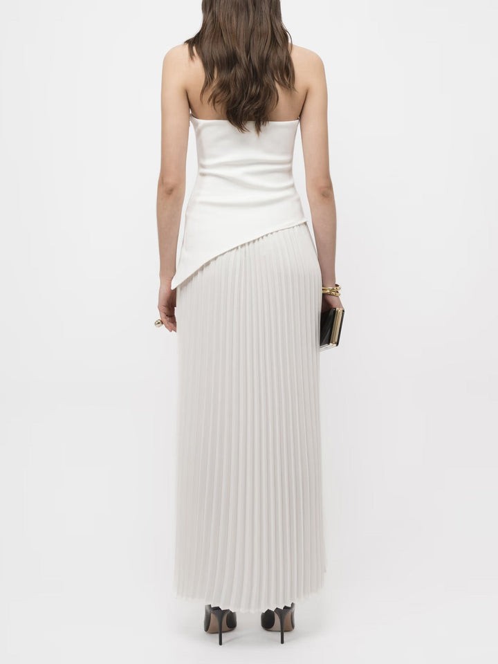 Morgan & Brooke | Elegant Wrap Neckline Pleated High Dress