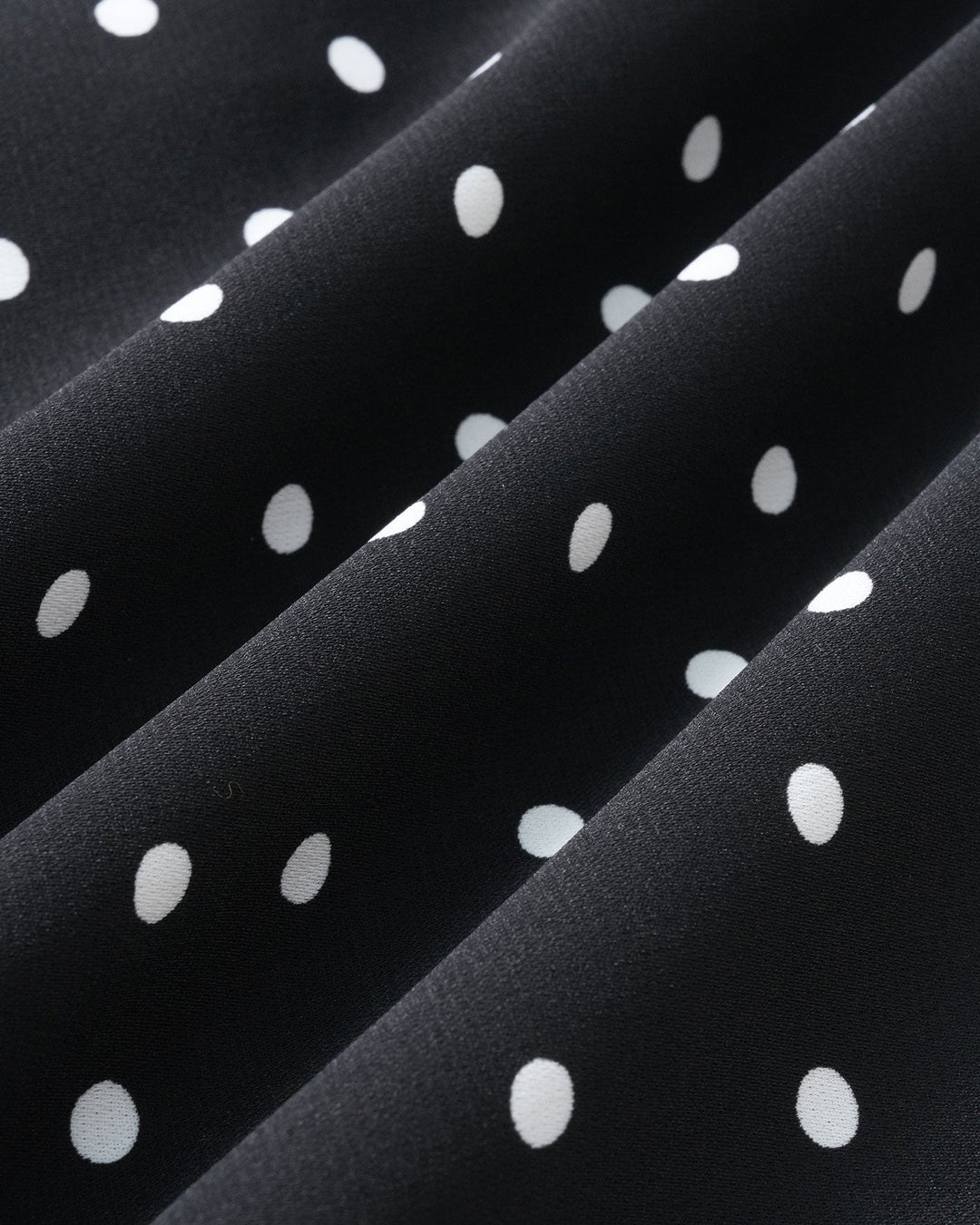 Morgan and Brooke | Black Polka Dot Midi Dress with Mandarin Collar