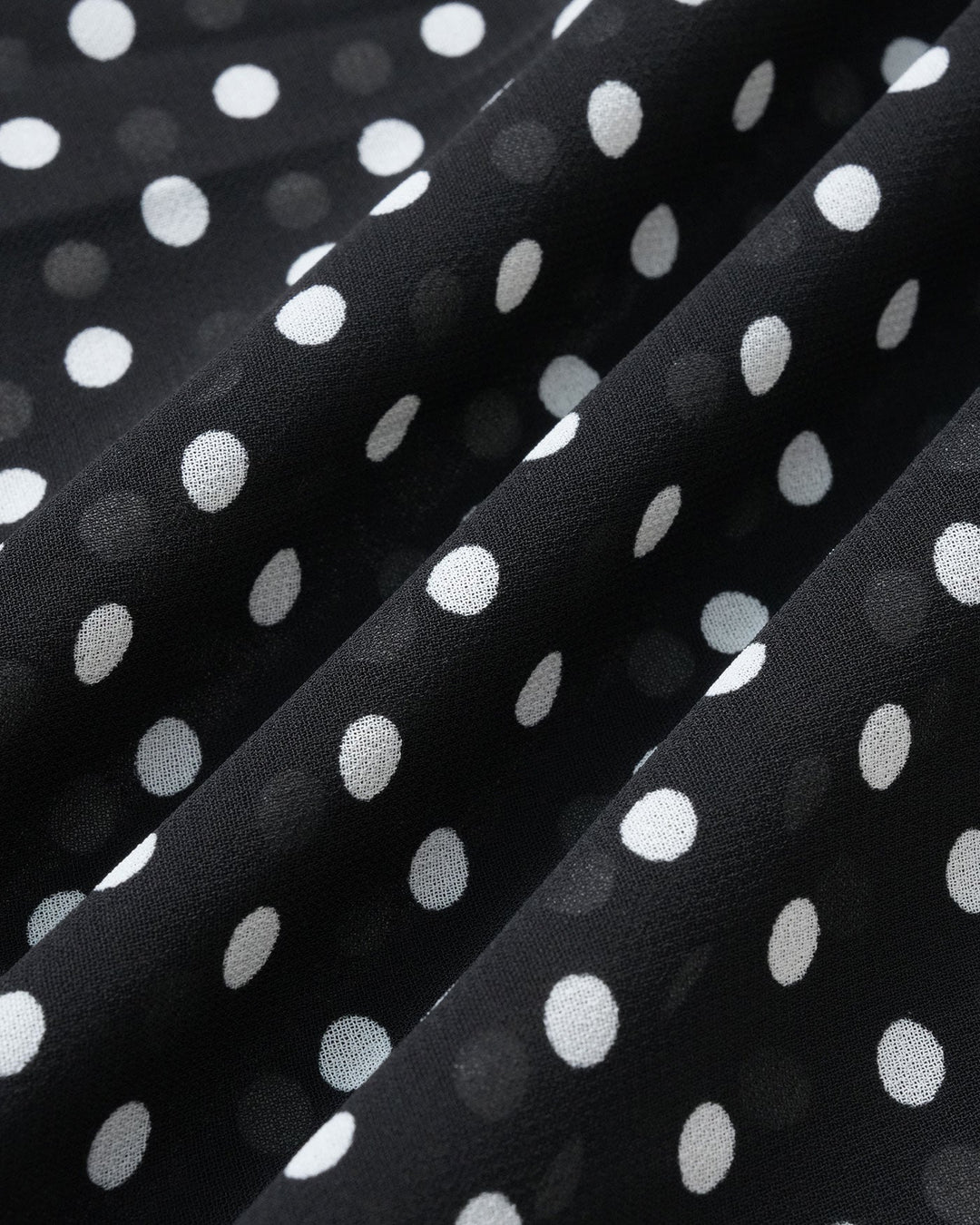 Morgan and Brooke | Chiffon Midi Dress for Women in Black Polka Dot