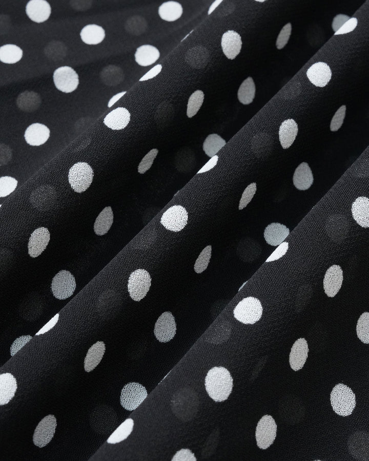 Morgan and Brooke | Chiffon Midi Dress for Women in Black Polka Dot