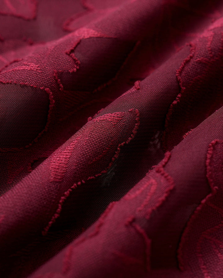 Morgan and Brooke | Wine Red Jacquard Slip Midi Dress