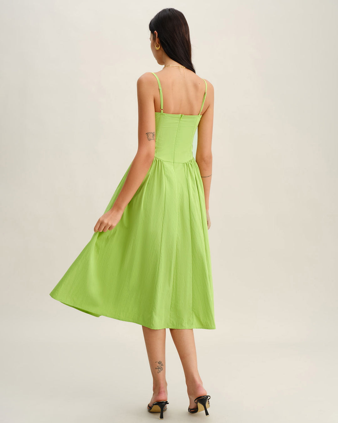 Morgan and Brooke | Sweetheart Neck Slip Midi Dress in Green