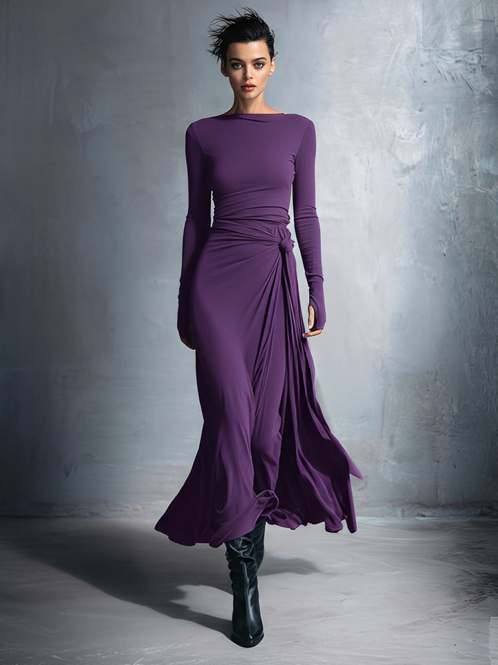 Morgan & Brooke | Grey Knit Wrap Dress