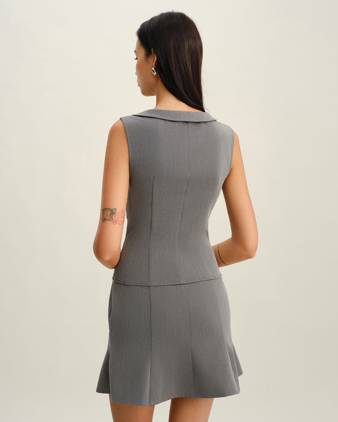 Morgan and Brooke | Grey Collared Button Tank Top