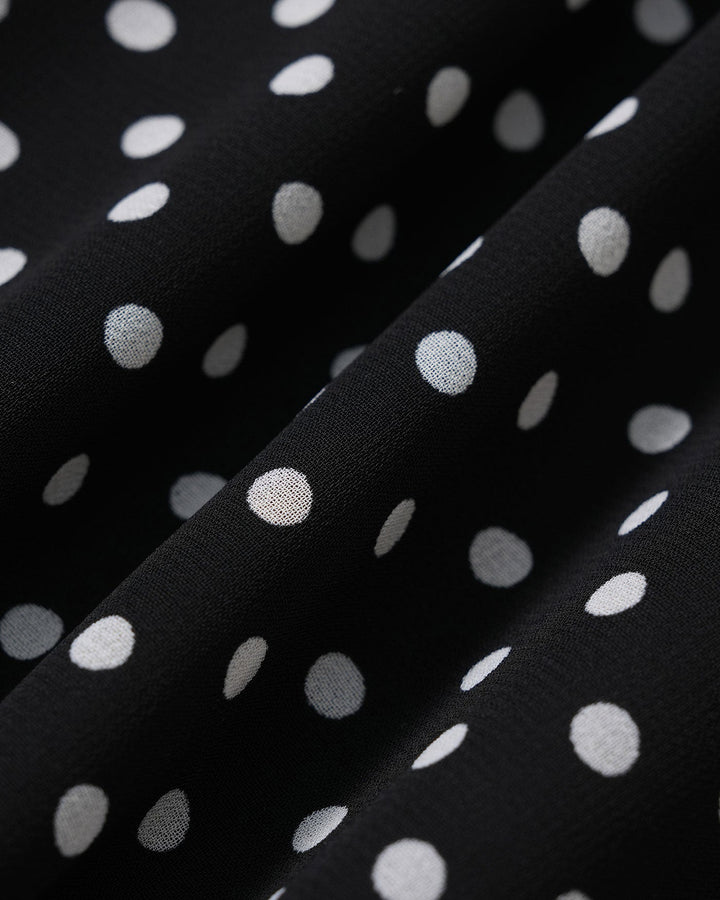 Morgan and Brooke | Chiffon Mini Dress for Women in Black with Polka Dots