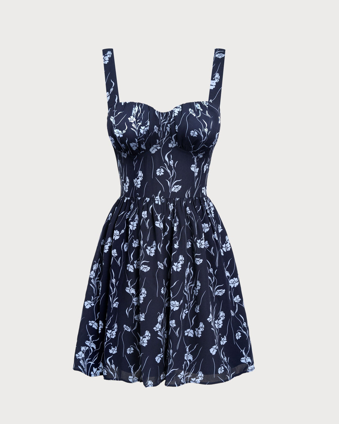 Morgan and Brooke | Floral Mini Dress for Women in Navy with Sweetheart Neck