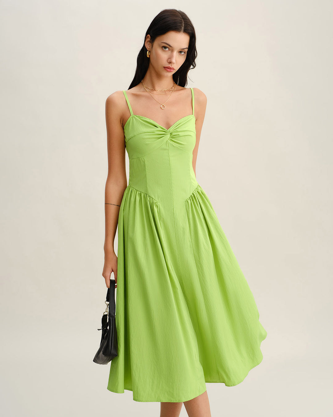 Morgan and Brooke | Sweetheart Neck Slip Midi Dress in Green