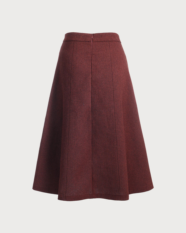 Morgan and Brooke | High Waisted Tweed Skirt, Burgundy