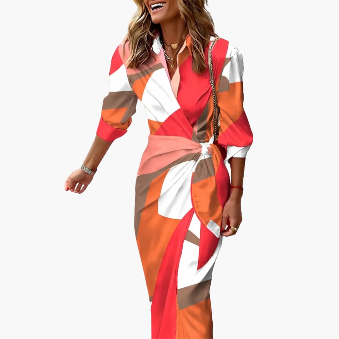 Morgan & Brooke | Striped Midi Button-Up Cotton Shirt Dress