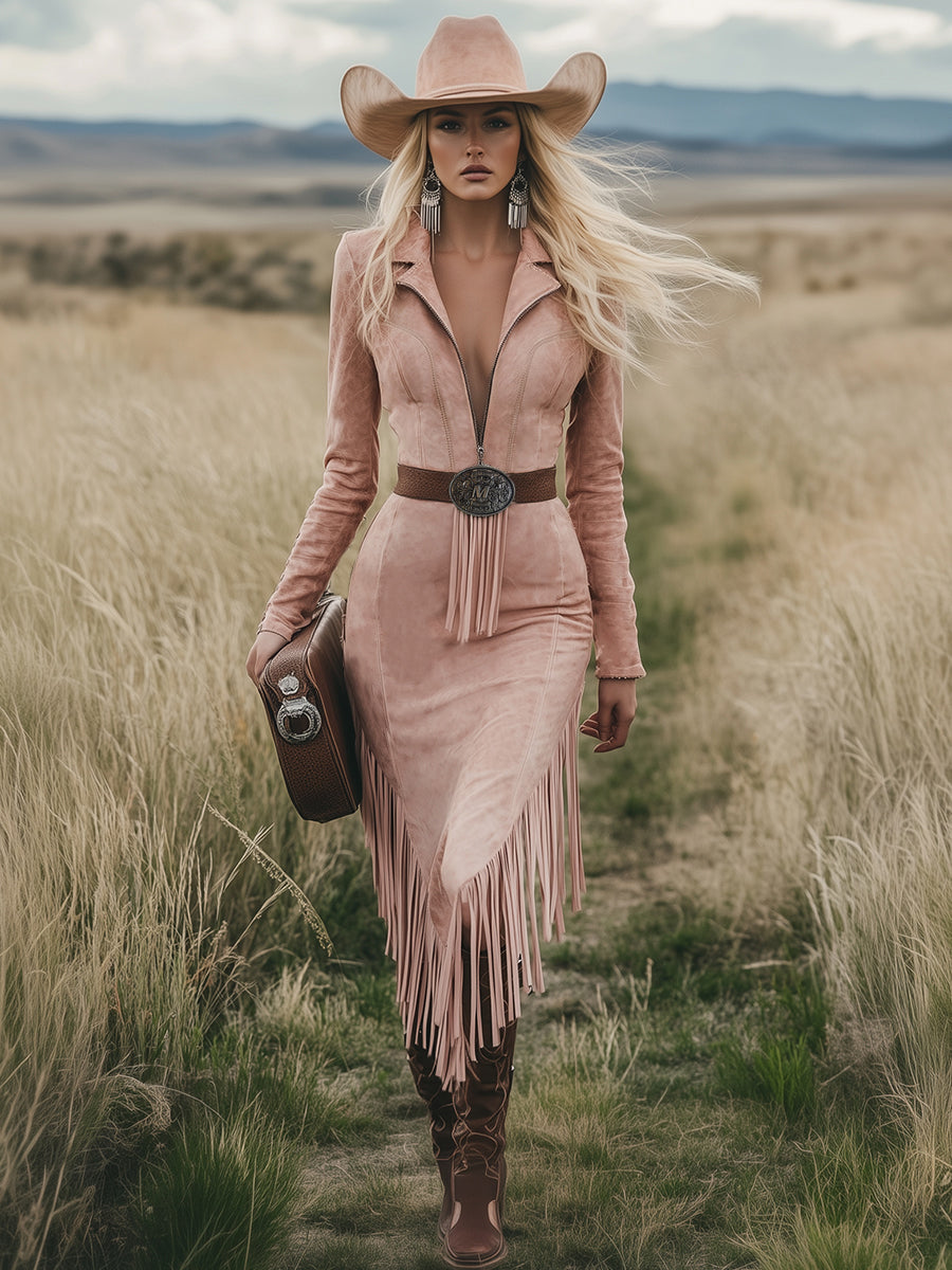 Morgan & Brooke | Pink Tassel Casual Dress