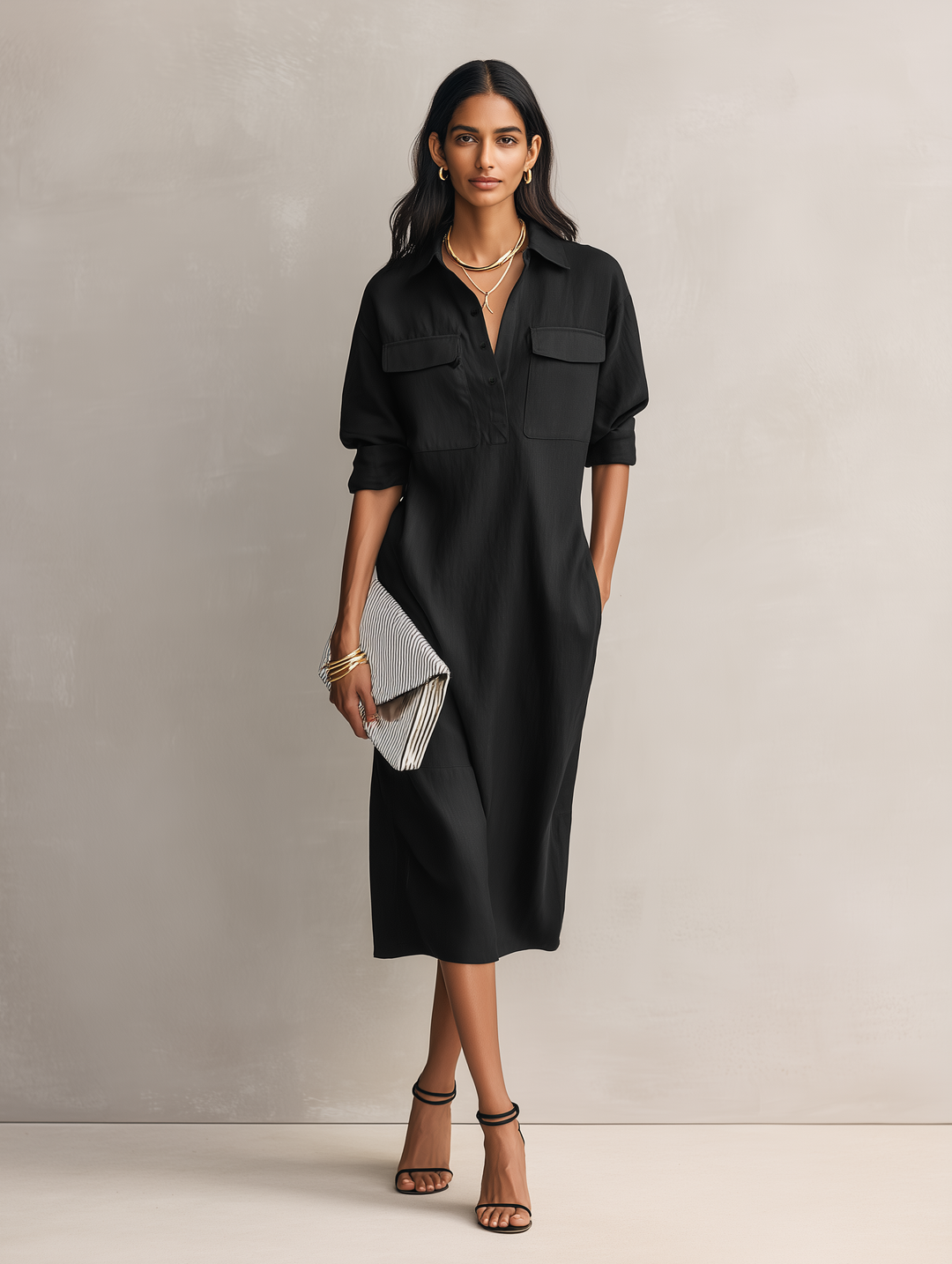 Morgan & Brooke | Black Linen Evening Dress