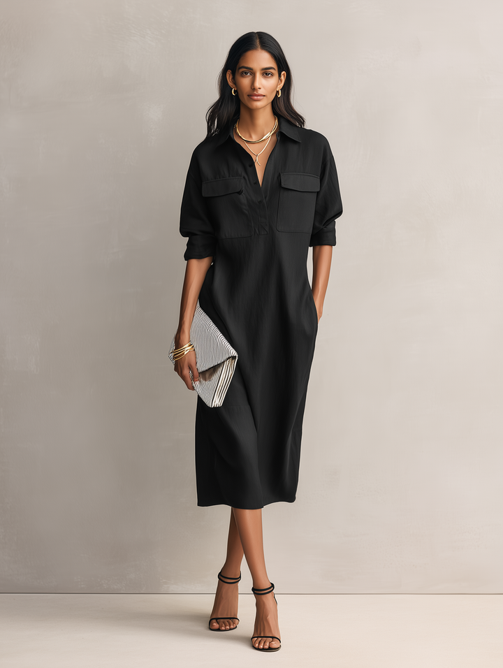 Morgan & Brooke | Black Linen Evening Dress
