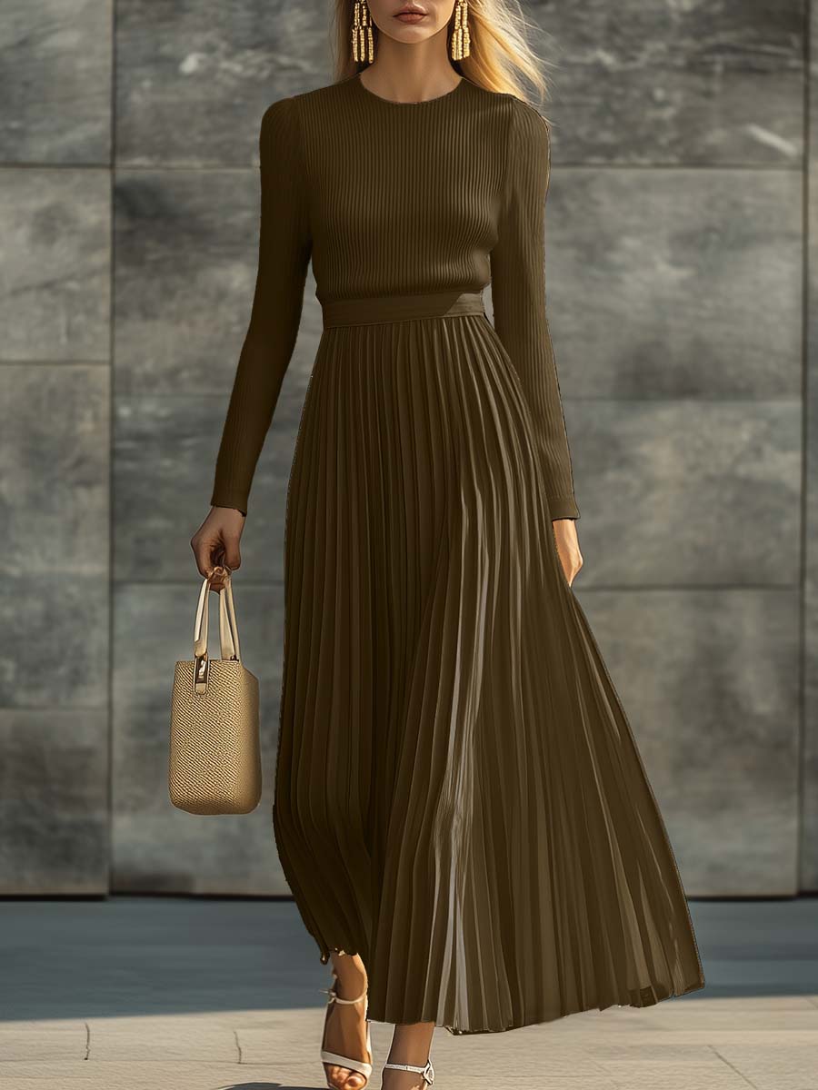 Morgan & Brooke | Cream Satin Pleated Casual Dress
