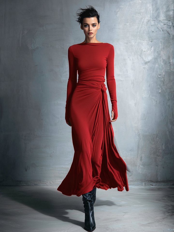 Morgan & Brooke | Grey Knit Wrap Dress