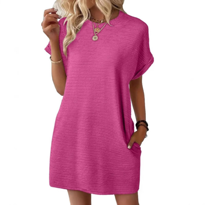 Morgan and Brooke | EVASHA™ | Casual Minimalist Round Neck Summer Dress