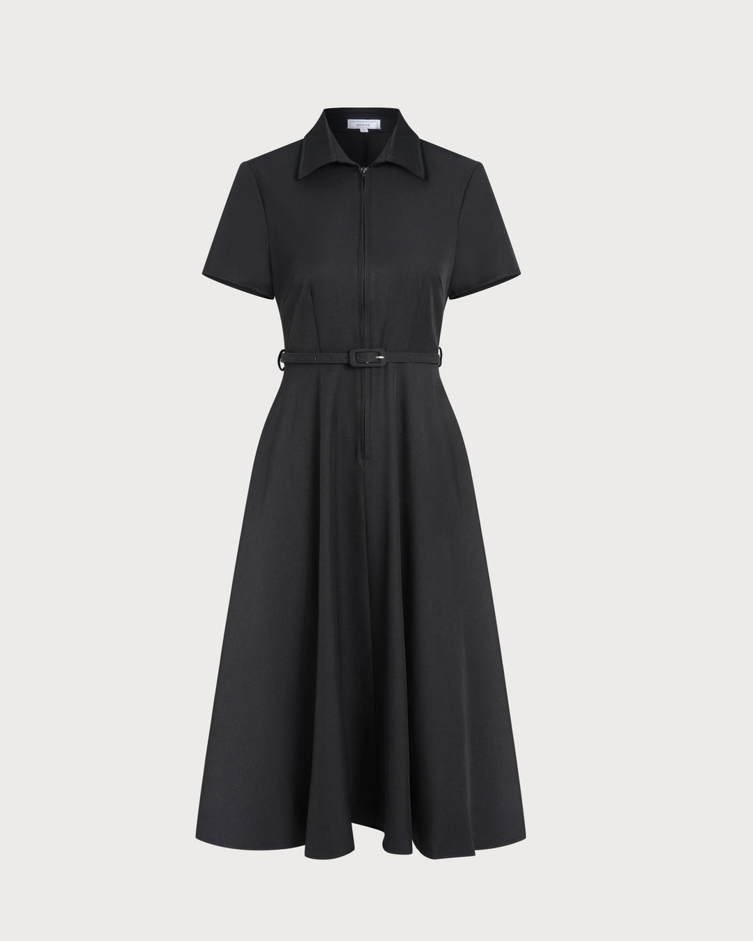 Morgan and Brooke | A-Line Belted Midi Dress for Women in Black