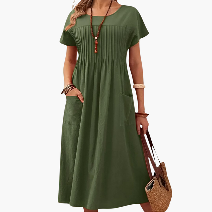 Morgan & Brooke | Beige Relaxed-Fit Cotton Day Dress