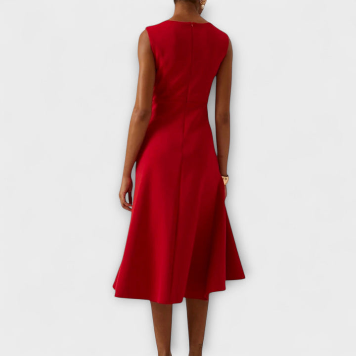 Morgan & Brooke | Black Draped Asymmetric Silk-Blend Dress