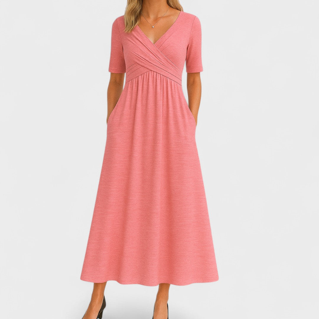 Morgan & Brooke | A-Line Tailored Waist Crepe Midi Dress