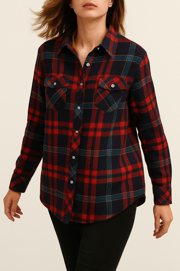 Morgan & Brooke | Red Plaid Relaxed-Fit Flannel Shirt