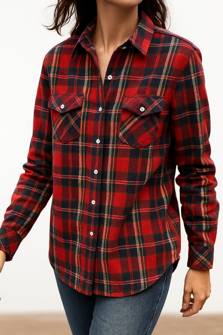 Morgan & Brooke | Red Plaid Relaxed-Fit Flannel Shirt