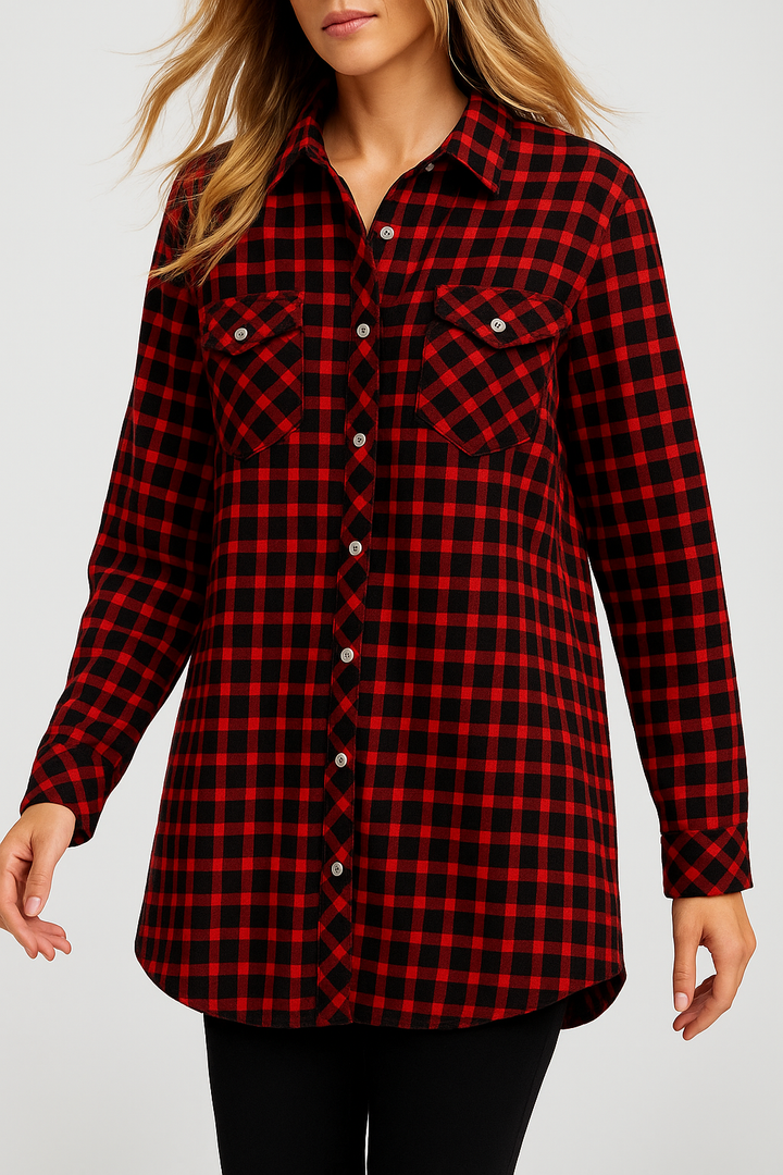 Morgan & Brooke | Red Plaid Relaxed-Fit Flannel Shirt