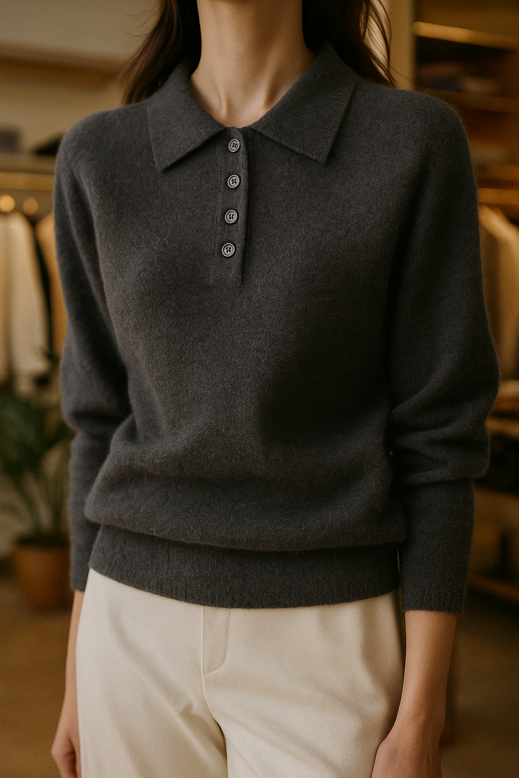 Morgan & Brooke | Polo Collar Wool Sweater