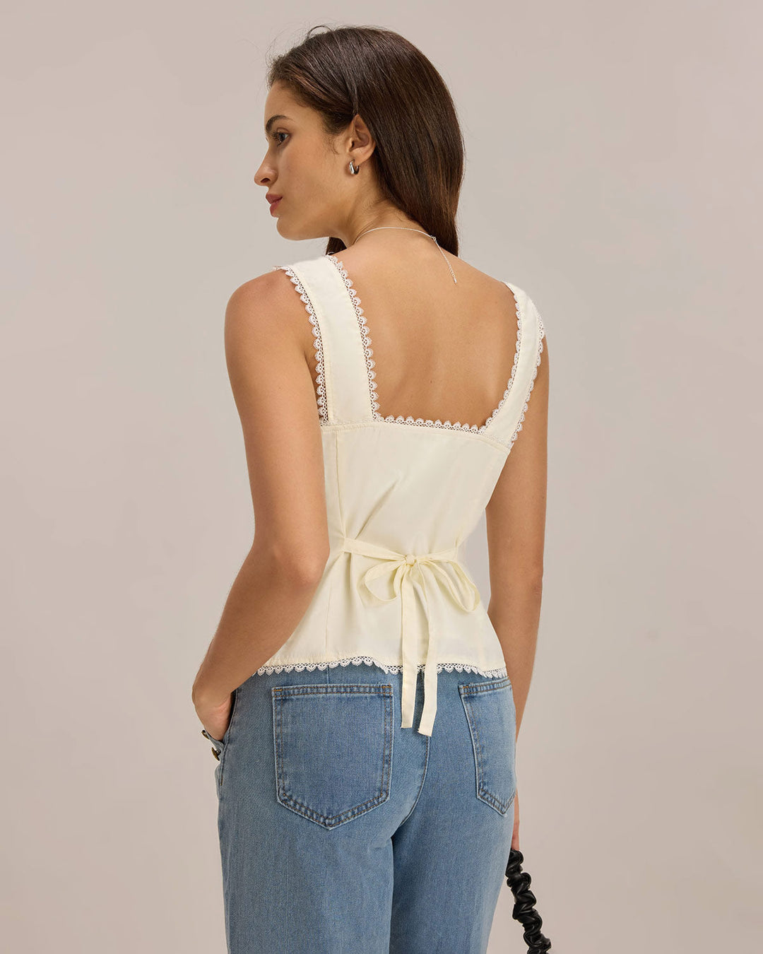 Morgan and Brooke | Beige Lace Tie-Back Vest