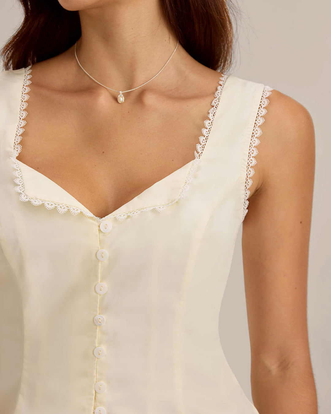 Morgan and Brooke | Beige Lace Tie-Back Vest